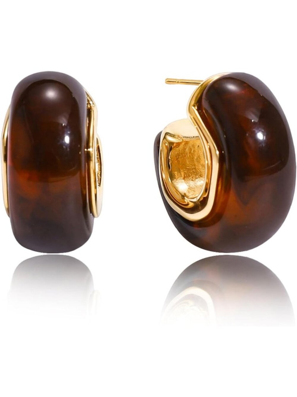 Trendy Chunky Gold Acrylic Hoop Earrings for Women - Statement Jewelry Accessory